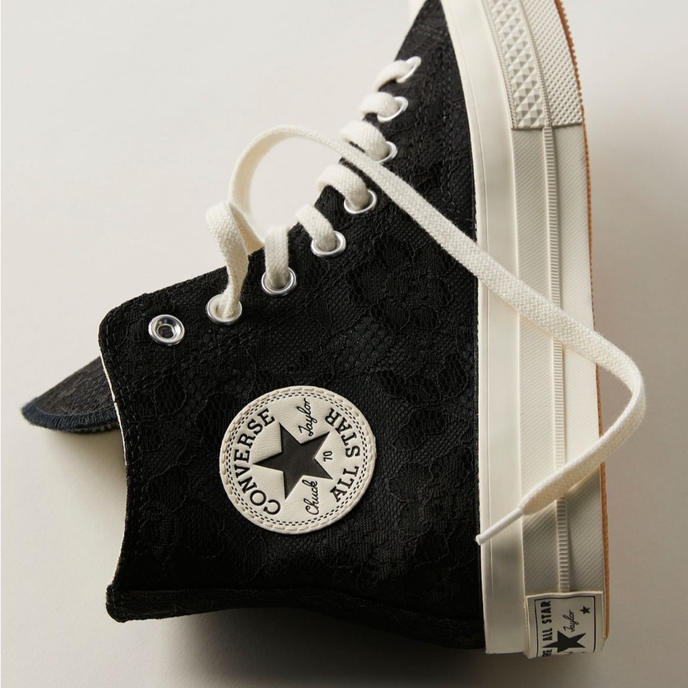 NWT Converse Black Lace High-Top Sneakers from Free People